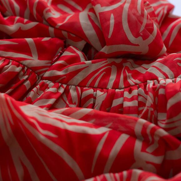 TOCCIN X RTR V-Neck Red and Orange Printed Maxi Dress - Size 12 - Picture 8 of 9